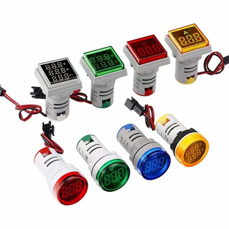 22mm mini voltmeter /ammeter /hertz mèt ki ap dirije limyè endikatè dijital
